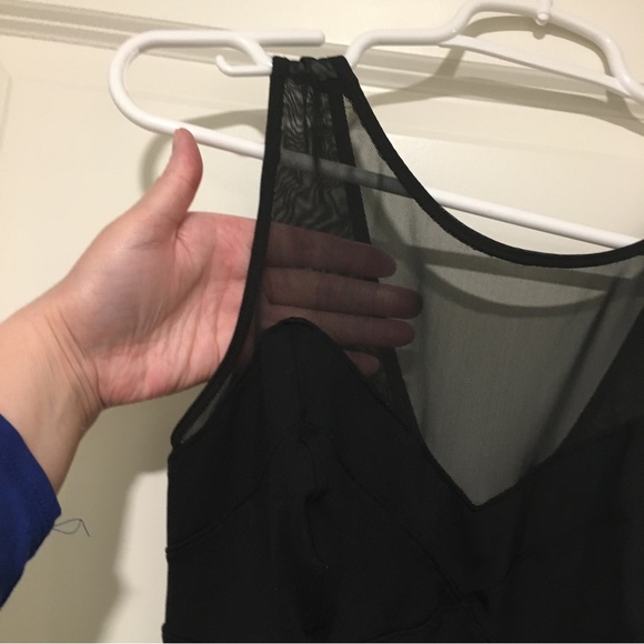 Bebe Bodycon Peplum Hip Flare Mini Sleeveless Sheer Little Black Dress, Small - Picture 5 of 9